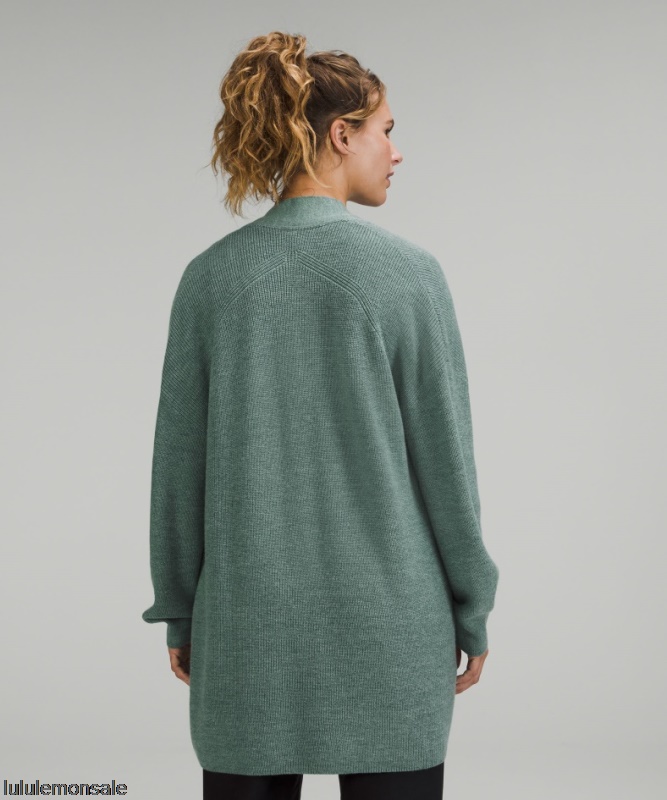 Lululemon Damen DELULU481 | Lululemon Deutschland Gerippter Langer Wickelpullover Aus Gerippter Merinowollmischung In Tidewater Teal